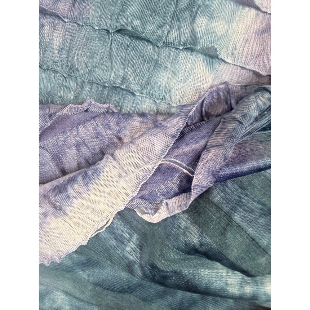 NY Collection Womens Blue Purple Tie Dye Ruffle Tiered Tank Top Shimmer M - Picture 9 of 10